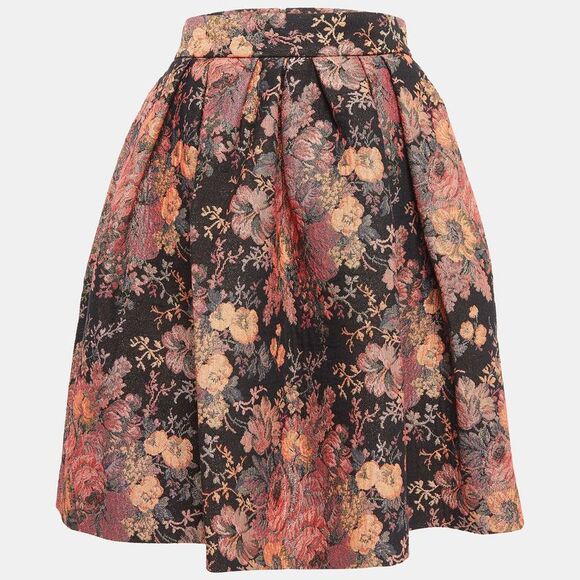 Maje Dresses & Skirts - Maje Black Jacquard Lurex Pleated Knee-Length Skirt L